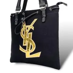 美品 YSL イヴサンローラン トートバッグ カハラ 肩掛け A4 ブラック 黒