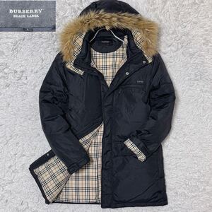 未使用級Lサイズ BURBERRY BLACK LABELバーバリーブラックレーベル ホワイトグースダウンジャケット 裏地ノバチェック コヨーテファー 2way