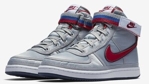 17.5cm●NIKE VANDAL HIGH SUPREME (PS) SILVER ナイキ バンダル ハイ サプリーム 銀 赤 キッズ AH5252-002 ハイカット 親子 リンク コーデ