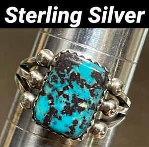 【m】シルバーリング sterling silver 925 ターコイズ 指輪 17号