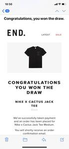 TRAVIS SCOTT × NIKE APPAREL COLLECTION POCKET TEE M 2020/5/29発売 END当選 海外正規新品納品書 Cactus Jack カクタスジャック Tシャツ