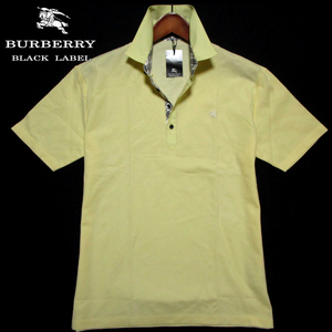 新品 【バーバリーブラックレーベル】 前立ノバチェック　半袖ポロシャツ　胸刺繍　サイズ3（L） デッドストック　BURBERRY BLACK LABEL