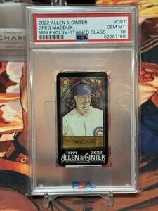 PSA10 2022 Allen&Ginter GREG MADDUX Mini Exclusive Stained Glass Card MLB Cubs SP 