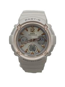 CASIO◆ソーラー腕時計_BABY-G/デジアナ/GRY/WHT