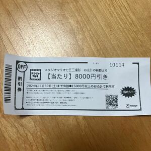 スタジオマリオ　8000割引券　有効期限：2024年11月30日