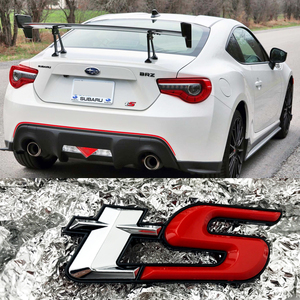 tSエンブレム シルバー+レッド WRX S4 WRX Sti BRZ フォレスター インプレッサ XV レガシィ レヴォーグ エクシーガ SVX R2 R1 ヴィヴィオ