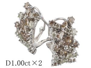 ダイヤモンド/1.00ct 1.00ct デザイン ピアス イヤリング 2way K18WG