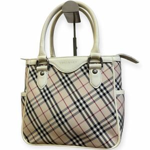 BURBERRY バーバリー ノバチェック レザー×キャンバス ハンドバッグ