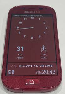 「ジャンク」docomo 富士通 スマホ 判定○ docomo 富士通 F-06F らくらくスマートフォン レッド◆No732