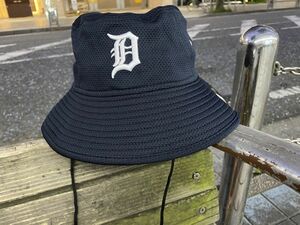 NEWERA ニューエラ USA正規品 TIGERS デトロイト D タイガース 濃紺 バケットハット フリーサイズ 公式アイテム MLB メジャーリーグ