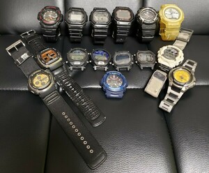 1円～ ジャンクまとめ15点セット 全てCASIO G-SHOCK Gショック カシオ 腕時計 クォーツ 部品取り デジタル アナログ アナデジ ヴィンテージ