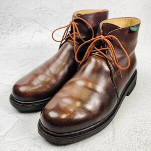 【良品】パラブーツ PARABOOT ブロワ チャッカ ショートブーツ 茶色 ブラウン 6 1/2 25cm 革靴 ジョージブーツ ミリタリー 正装