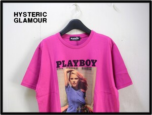 L 新品【HYSTERIC GLAMOUR ASHLEY SMITH pt T-SHIRT No. 12173CT04430 MAGENTA ヒステリックグラマー Tシャツ PLAYBOY Tシャツ】