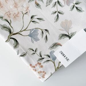 新品 ZARA HOME ザラホーム チェリーフラワー プリント コットン テーブルクロス フローラル ボタニカル グリーン ブルー マルチカバー