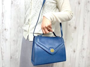 極美品 MORABITO モラビト ハンドバッグ ショルダーバッグ バッグ レザー 青 2WAY 79165