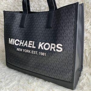  【人気 極美品】MICHAEL KORS マイケルコース COOPER STRUCTURED TOTE トートバック ビジネスバック MKロゴ A4収納 大容量 PVC レザー 黒