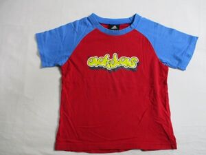 BA872【adidas】アディダス　プリント　半袖　Ｔシャツ　男女児　赤・淡青　110