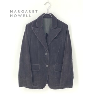 A9448/美品 秋冬 MARGARET HOWELL マーガレットハウエル コットン コーデュロイ テーラード シングル ジャケット 1 S程 黒 レディース