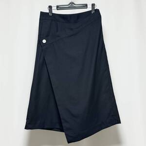 美品 18SS HYKE ハイク ウール シルク ラップ ワイド パンツ キュロット ネイビー サイズ 2 レディース