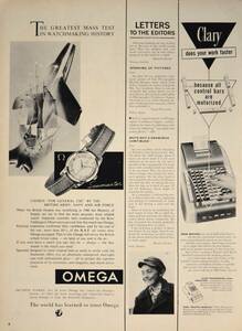 稀少・時計広告！1950年代オメガ 時計広告/Omega Seamaster/Automatic Watch/Y