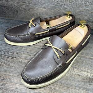 ◆SPERRY TOP-SIDER◆スペリートップサイダー 27.5cm（表記9 1/2M）デッキシューズ ブラウン 茶色 メンズ 革靴 靴 レザー 中古 宅急便 即決