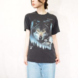 USA VINTAGE GILDAN WOLF PRINT DESIGN T SHIRT/アメリカ古着オオカミプリントデザインTシャツ