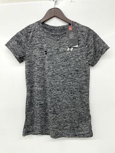 新品■UNDER ARMOUR アンダーアーマー レディース heatgear 半袖シャツ XS トップス スポーツウェア ブラック×グレー