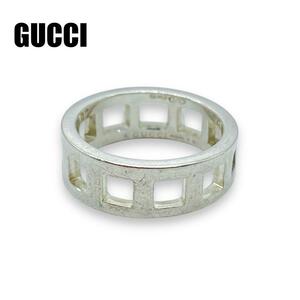 【美品】GUCCI グッチ　リング　スクエアカット　シルバー　SV925 12号