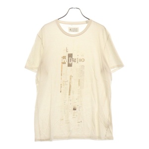 Maison Margiela メゾンマルジェラ Incognito ニュースペーパー転写プリント半袖Tシャツ ホワイト