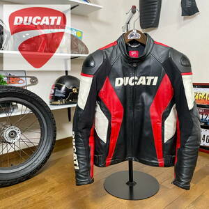 ☆DUCATI by DAINESE ドゥカティ ダイネーゼ レザージャケット ブラック/50（L相当）◆バイク シングルライダース スポーツ レーシング