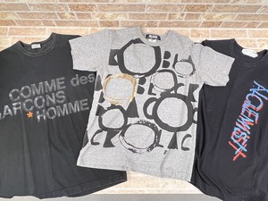 COMME des GARCONS HOMME/ブラック コムデギャルソンetc AD1998/SAMPLE品 半袖 プリント Tシャツ 3点セット フェード有 【2923y2】