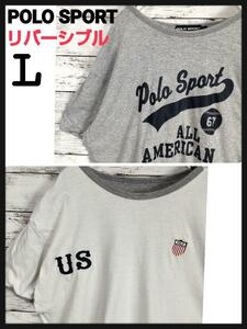 【リバーシブル】ポロスポーツ☆クラシックロゴTシャツ　ベースボールシャツ　刺繍 90s