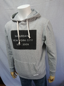 Saturdays surf newyork boxロゴ パーカー グレー 古着 sサイズ サタデーズサーフ NYC 大人気 お洒落 サーフ系 スケーター 美品 サーファー