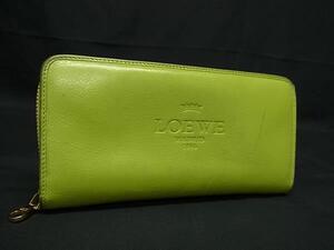 1円 LOEWE ロエベ ヘリテージ レザー ラウンドファスナー 長財布 ウォレット 札入れ 小銭入れ カード入れ ライトグリーン BM5142