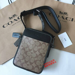 ★COACHバッグ★コーチ CC009 カーキ×ブラック モノグラム ボディーバッグ ショルダーバッグ クロスボディー アウトレット品 新品