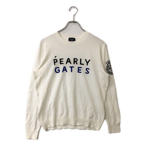 coco 中古 パーリーゲイツ PEARLY GATES メンズ ニット 5(L) 白 ホワイト 長袖クルーネックセーター レターパックプラス発送可 86547