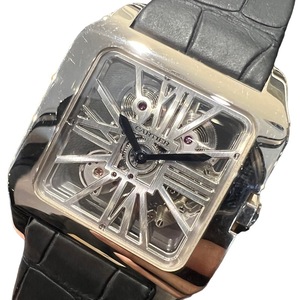 カルティエ Cartier サントスデュモンXL W2020033 スケルトン K18ホワイトゴールド 750WG/クロコダイルレザー 腕時計 メンズ 中古