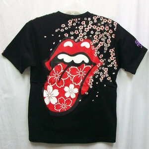 THE ROLLING STONES×JACK ROSE コラボ半袖Tシャツ 523565 オリエンタルフラワー ブラック XL LL 2L ザ・ローリングストーンズ