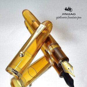 ◆●万年筆【JINHAO/金豪】9016 DADAO 中太軸 クリアイエロー 透明軸 コンバーター専用 デモンストレーター M中字 新品 1円～/JH158CLYW-M