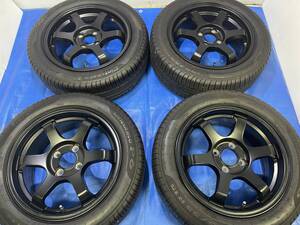 ■美品RAYS_TE37似15_6.5J+38_100/4ピレリP6_195/55R15シビックNANBNDロードスターbBヴィッツアクアマーチフィットノートデミオカローラ