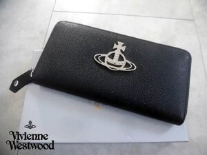 美品/Vivienne Westwood ヴィヴィアンウエストウッド/オーブ ラウンドファスナー 長財布/ラウンドジップ ロングウォレット/黒 ブラック