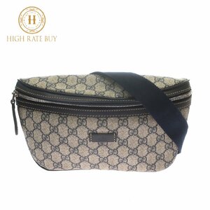 【極美品】GUCCI グッチ GG柄 ウエストバッグ ボディバッグ ベルトバッグ GGスプリーム 233269 PVC レザー ネイビー レディース メンズ