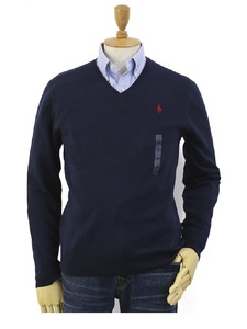 新品 アウトレット 14684 XSサイズ Vネック コットン セーター 紺 NAVY polo ralph lauren ポロ ラルフ ローレン 