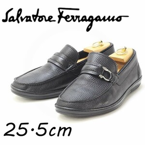 ◆Salvatore Ferragamo サルヴァトーレ フェラガモ レザー ガンチーニ ビジネス シューズ ローファー 黒 ブラック 7 1/2