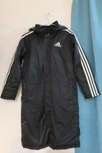 ■adidasアディダス■防寒ベンチコート 内側ボア黒１５０ｃｍＵＳＥＤ品