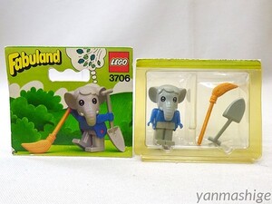 新品82年製 LEGO Fabuland 3706 街路清掃人の象のアーニー レアフィグ Elmer/Ernie Elephant(Street Sweeper) ファビュランド レゴ