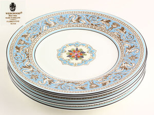 洋食器　WEDGWOOD　ウェッジウッド　FLORENTINE TURQUOISE　プレート　5客　径17.6ｃｍ　A0108