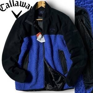 新品 Callaway キャロウェイ 定価1.6万 抗菌 防風 保温 シェルパフリース ハイネック ボアジャケット ブルゾン M GOLF ゴルフ 秋冬 ◆B4730