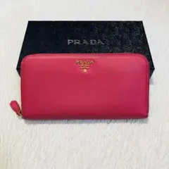 今週限定値下　美品　PRADA プラダ　ラウンドファスナー　ピンク　ギャランティ