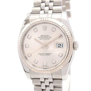 ロレックス 時計 メンズ デイトジャスト 自動巻 ランダム シルバー文字盤 SS×WG ROLEX 116234G 中古